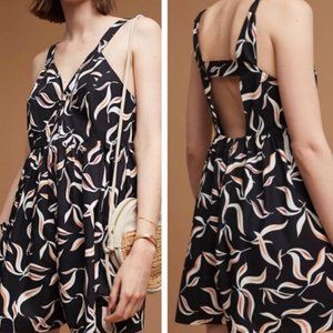 Nwt. Anthropologie Hei Hei: Womens Black Palma Printed Cutout Romper Size Medium